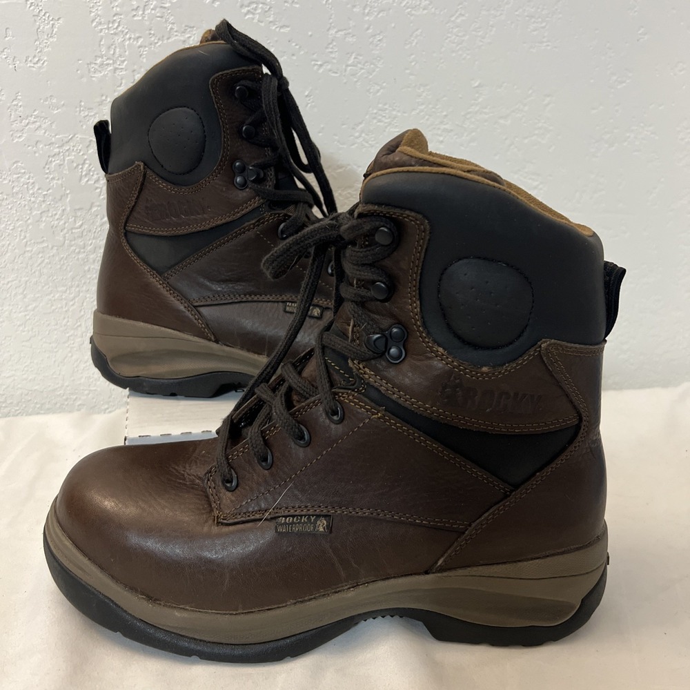 Rocky Worksmart Mens‎ 8" Waterproof SteelToe Boot Sz 9.5 RWP ST F2413-05 Brown